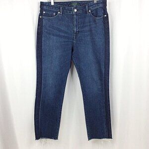 Lauren Ralph Lauren Premier Straight Ankle Frayed Hem Jeans Womens Size 14